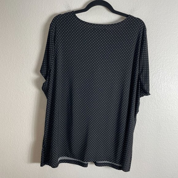 Chaps Womens Plus 3X Polka Dot Twist Front V Neck Short Sleeve Tunic Top Shirt - Picture 10 of 10